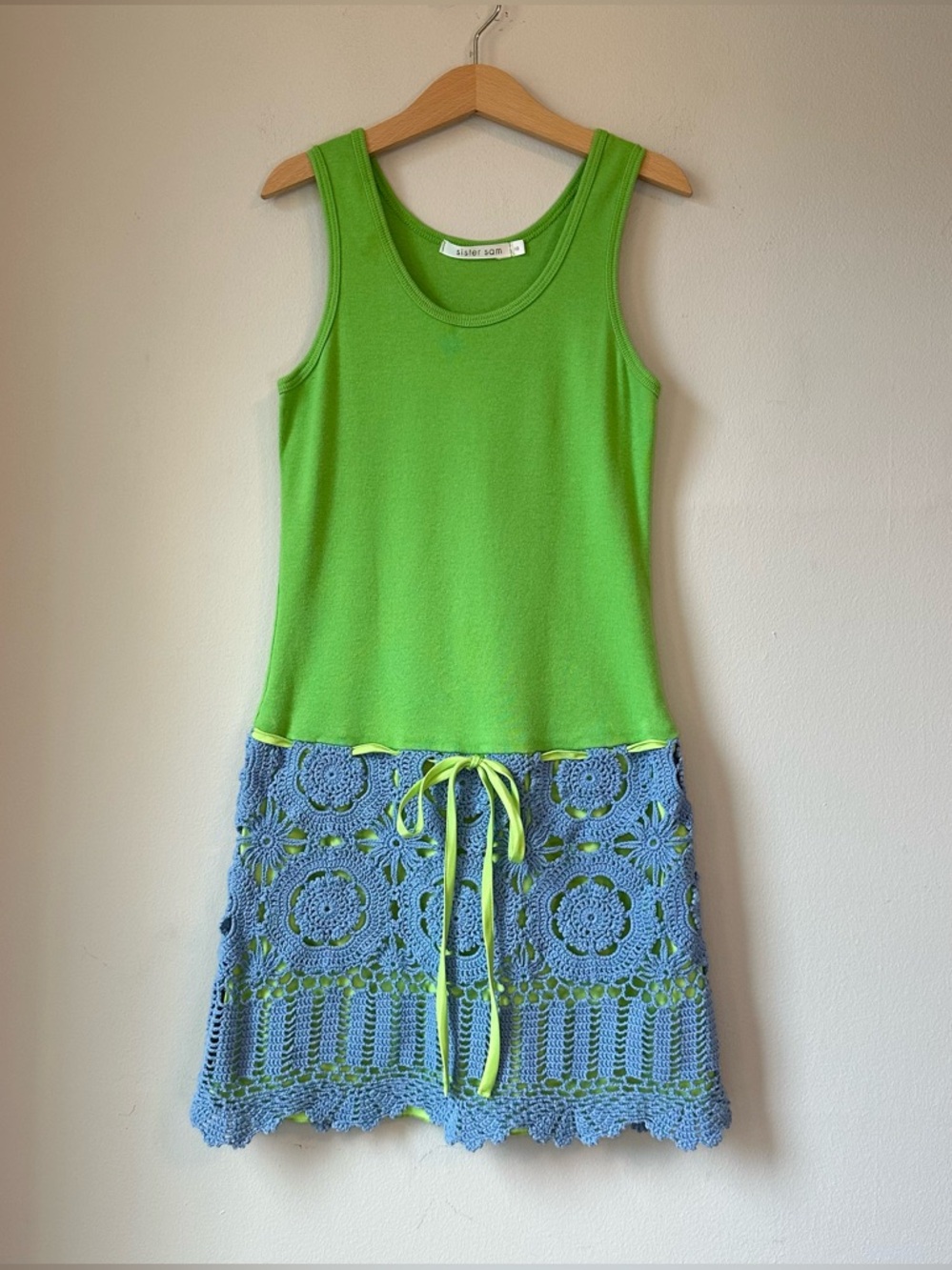 Sister Sam Blue Crochet Drop Waist Summer Dress Girl's Size 10
